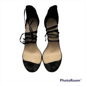 Simmi black suede lace up heels. Size 6